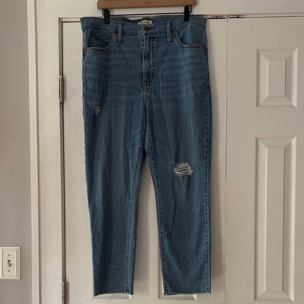 Madewell The Perfect‎ Vintage Distressed Denim Jeans Size 33 Cropped EUC